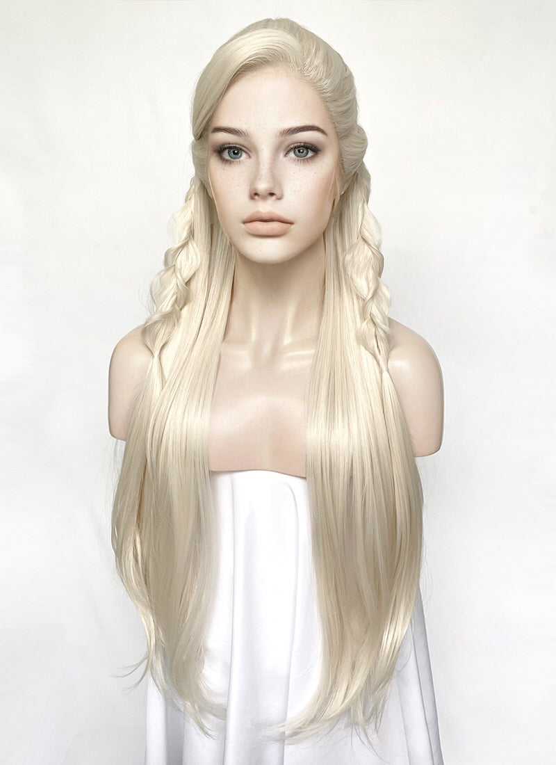 Platinum Blonde Braided Lace Front Synthetic Wig LF2152