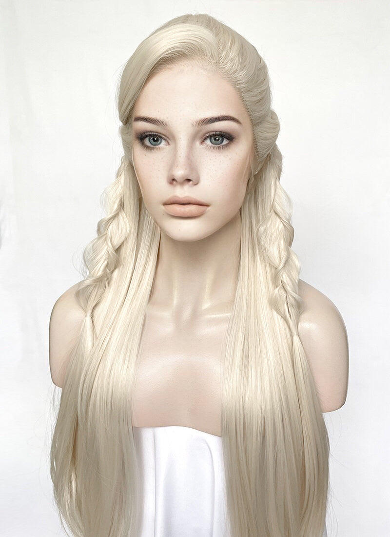 Platinum Blonde Braided Lace Front Synthetic Wig LF2152