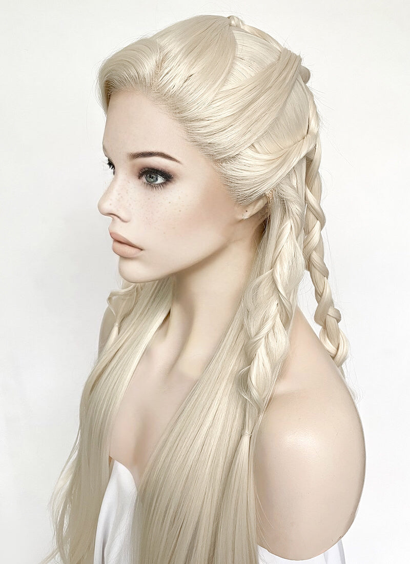 Platinum Blonde Braided Lace Front Synthetic Wig LF2152