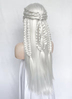 White Braided Yaki Lace Front Synthetic Wig LF2153