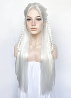 White Braided Yaki Lace Front Synthetic Wig LF2153