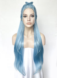 Pastel Blue Braided Lace Front Synthetic Wig LF2505