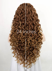 Two Tone Brown Curly Lace Front Synthetic Wig LF3215
