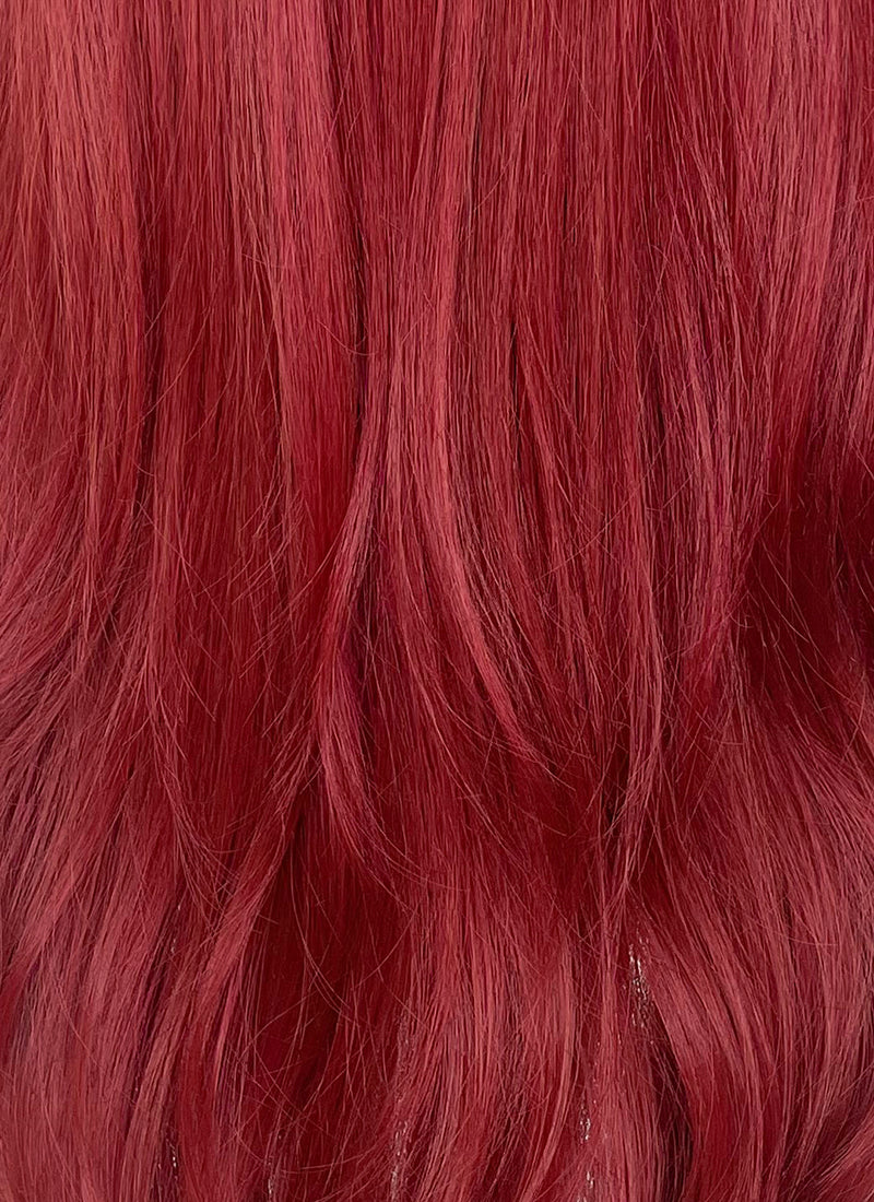 Red Curtain Bangs Wavy Lace Front Synthetic Wig LF3297