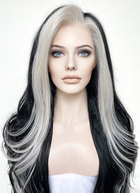 Black and Grey Money Piece Wavy lace front sythetic wig LF3298