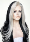 Black and Grey Money Piece Wavy lace front sythetic wig LF3298