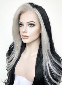 Black and Grey Money Piece Wavy lace front sythetic wig LF3298