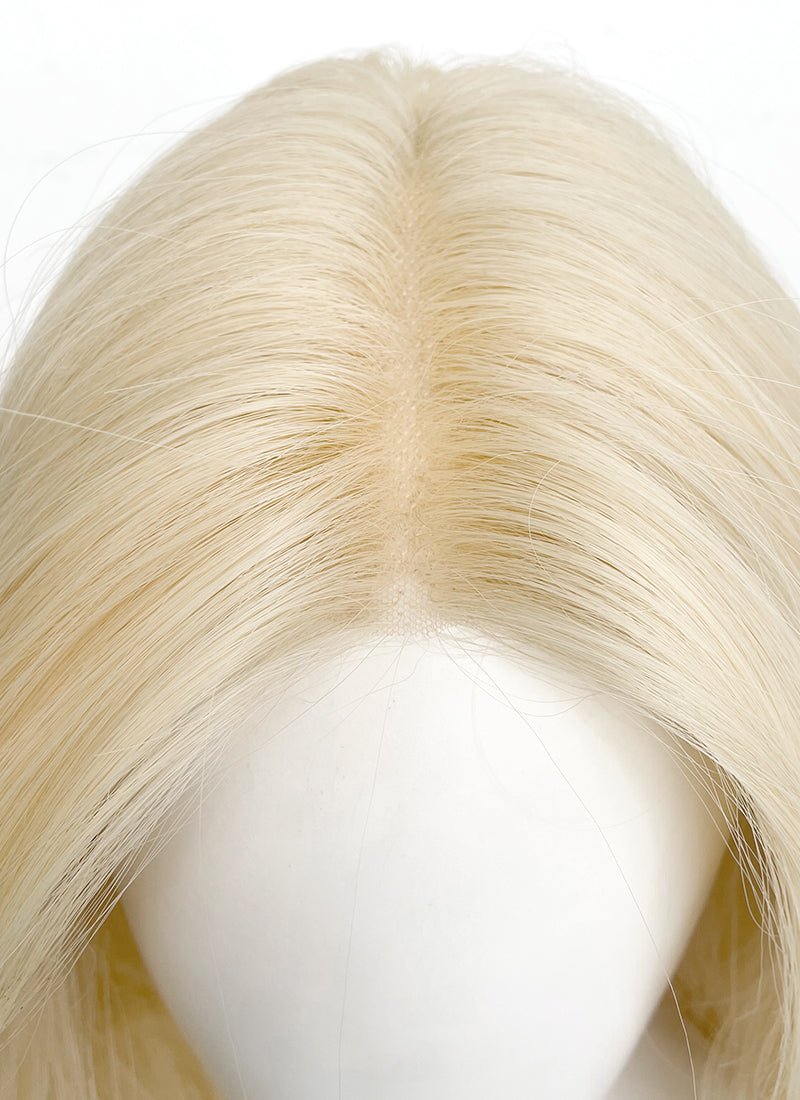 Barbie Light Blonde Curtain Bangs Wavy Lace Front Synthetic Wig LF3299A