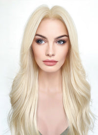 Barbie Light Blonde Curtain Bangs Wavy Lace Front Synthetic Wig LF3299A