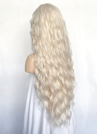 Platinum Blonde Curly Lace Front Synthetic Wig LF3310