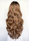 Brown With Dark Roots Wavy Lace Front Synthetic Hair Wig LF3316