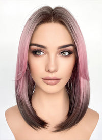 Pink Brown Ombre Straight Lace Front Synthetic Hair Wig LF3318