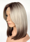 Blonde Brown Ombre Curtain Bangs Straight Lace Front Synthetic Hair Wig LF3319
