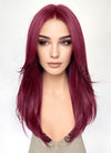 Burgundy Curtain Bangs Straight Lace Front Synthetic Hair Wig LF3328