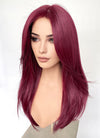 Burgundy Curtain Bangs Straight Lace Front Synthetic Hair Wig LF3328