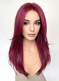 Burgundy Curtain Bangs Straight Lace Front Synthetic Hair Wig LF3328