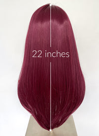 Burgundy Curtain Bangs Straight Lace Front Synthetic Hair Wig LF3328