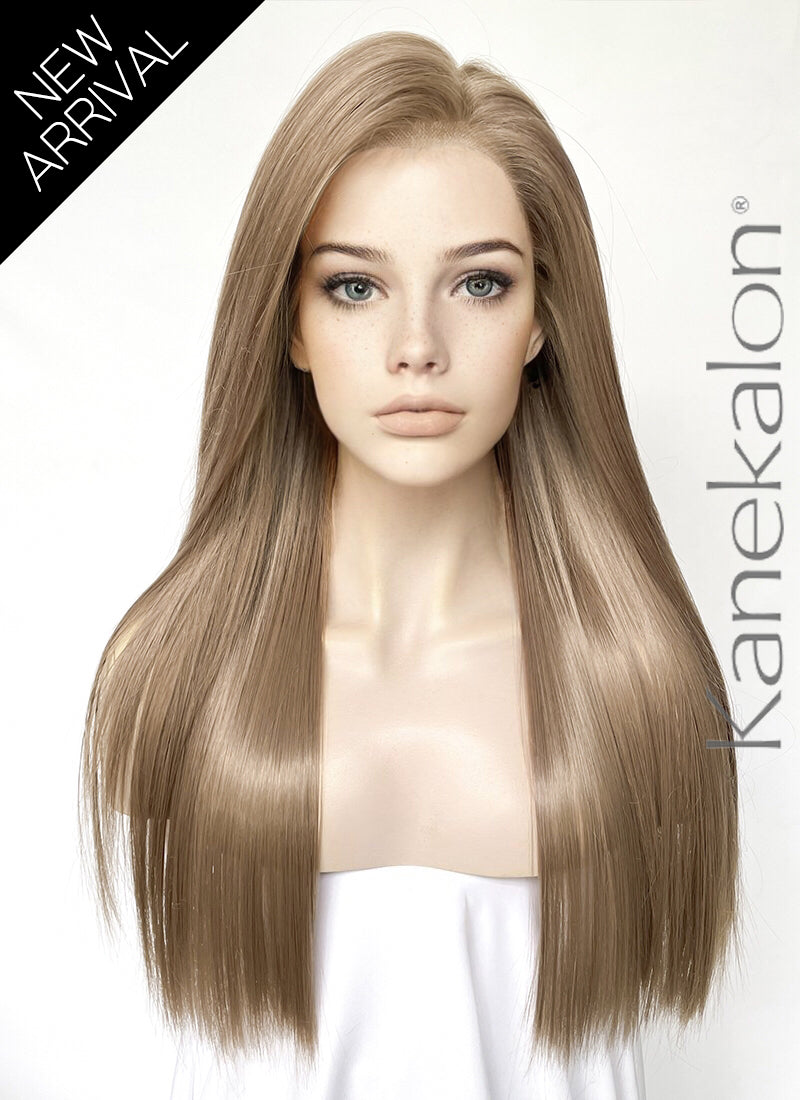 Ash Brown Straight Lace Front Kanekalon Synthetic Hair Wig LF3329
