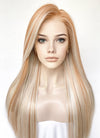 Blonde With Brown Highlights Straight Lace Front Kanekalon Synthetic Hair Wig LF3330