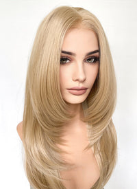 Blonde Curtain Bangs Straight Lace Front Synthetic Hair Wig LF3332