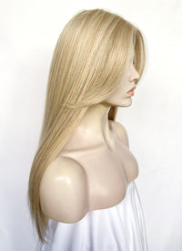 Blonde Curtain Bangs Straight Lace Front Synthetic Wig LF3336