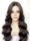 Brunette Curtain Bangs Wavy Lace Front Synthetic Hair Wig LF3338