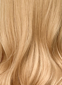 Golden Blonde Curtain Bangs Wavy Lace Front Synthetic Hair Wig LF3341