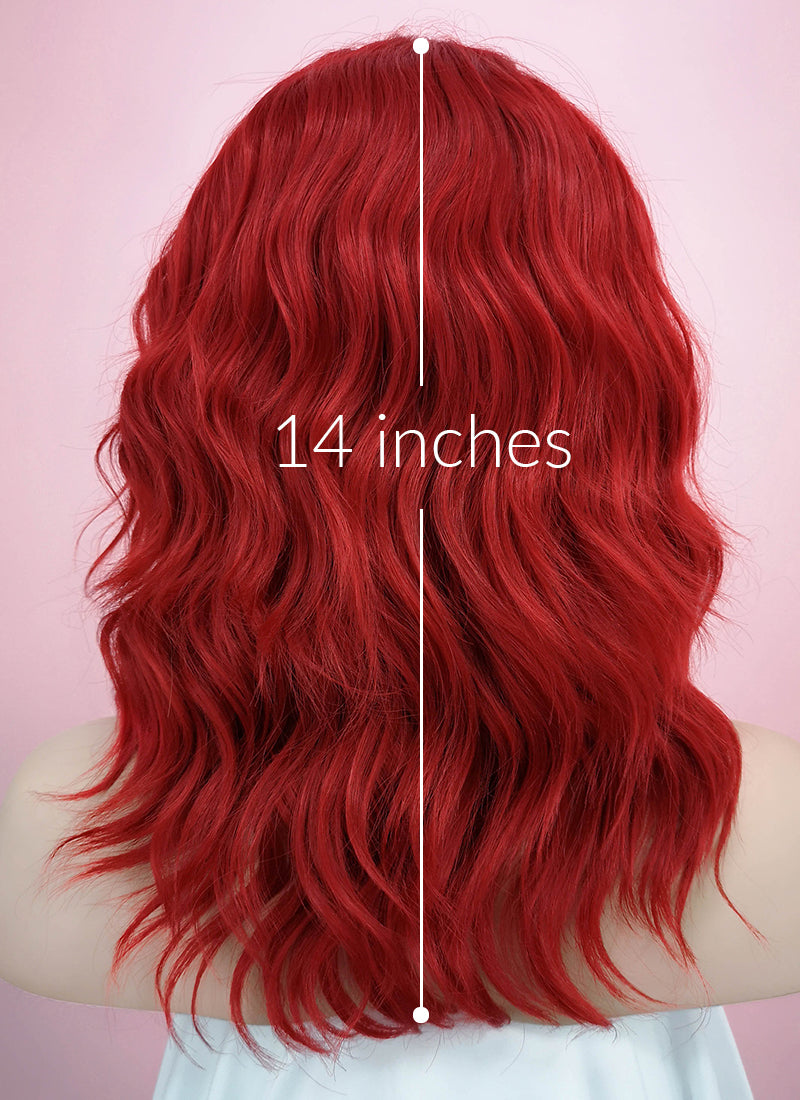 Red Wavy Lace Front Synthetic Wig LF408 - Wig Is Fashion