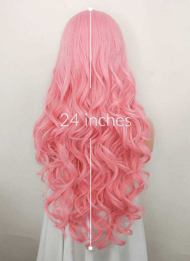 Pink Wavy Lace Front Synthetic Wig LF5092