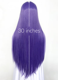 Purple Money Piece Straight Lace Front Synthetic Wig LF5105