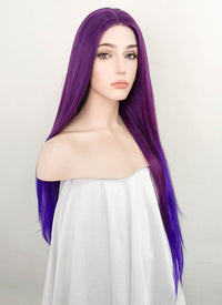 Two Tone Purple Straight Lace Front Synthetic Wig LF5125