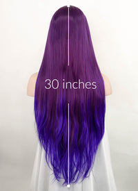 Two Tone Purple Straight Lace Front Synthetic Wig LF5125