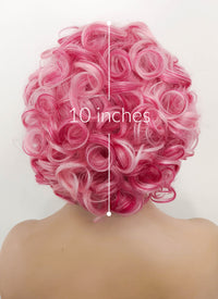 Pink Mixed Red Curly Lace Front Synthetic Wig LF5131