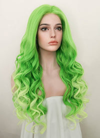 Two Tone Green Wavy Lace Front Synthetic Wig LF5133