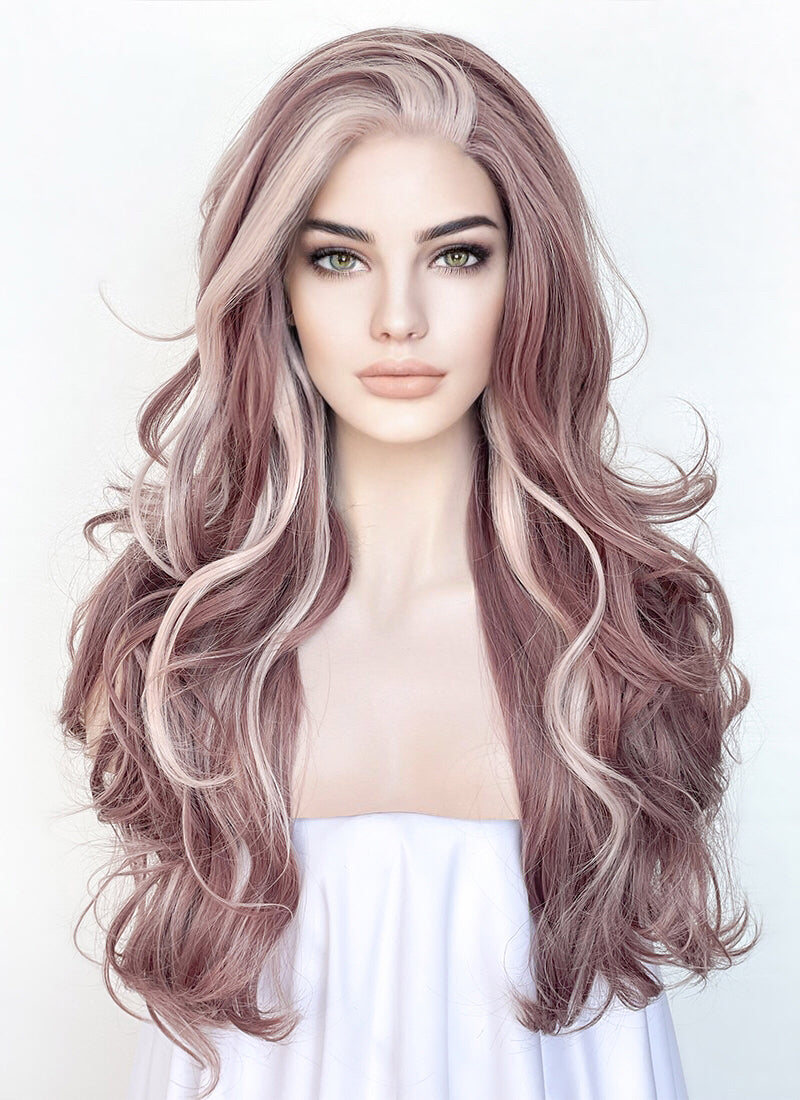 Two Tone Pink Wavy Lace Front Synthetic Wig LF5148