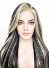 Blonde Mixed Black Straight Lace Front Synthetic Wig LF5155