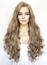 Ash Blonde Wavy Lace Front Synthetic Hair Wig LF5173