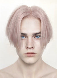 Pastel Pale Plum Straight Lace Front Synthetic Men's Wig LF6017