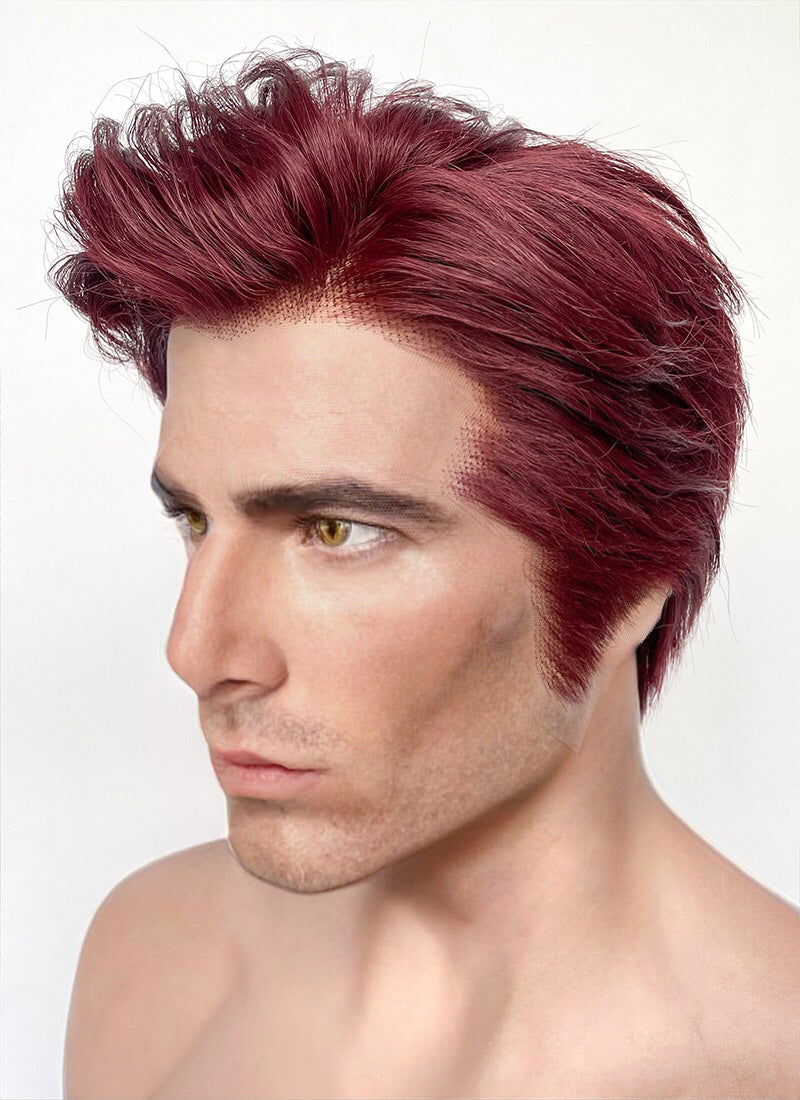 Good Omens Crowley Dark Burgundy Straight Lace Front Synthetic Men's Wig LF6045