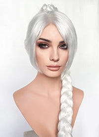 Baldur's Gate 3 Shadowheart White Yaki Straight Lace Front Synthetic Wig With Ponytial Extension LF6048