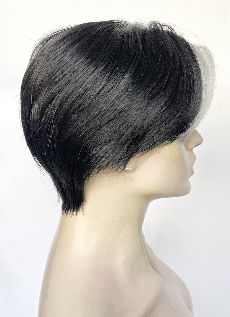 Black And White Straight Lace Front Synthetic Men's Wig LF6049