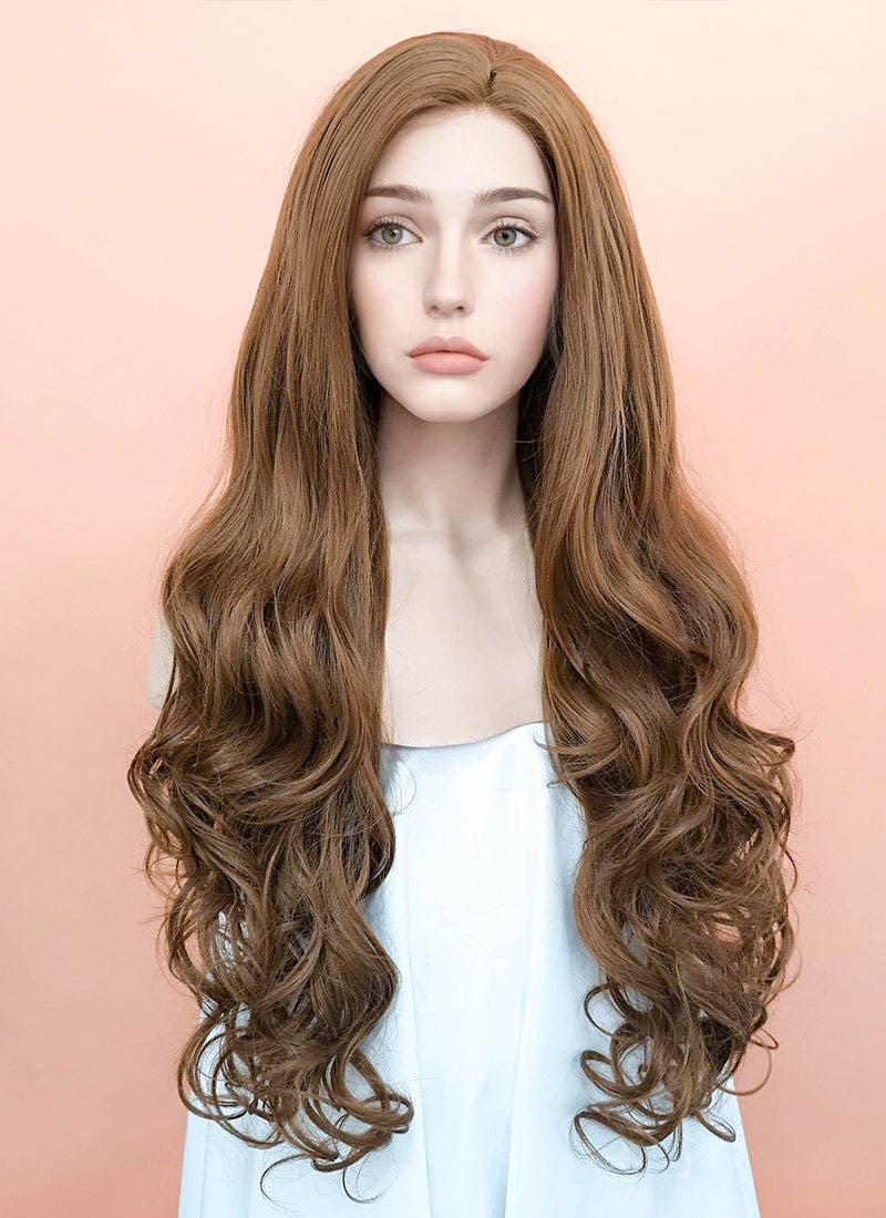 Chestnut Brown Wavy Lace Front Synthetic Wig LF667J
