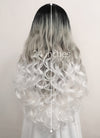 Wavy Black Grey White Ombre Lace Front Synthetic Wig LF781