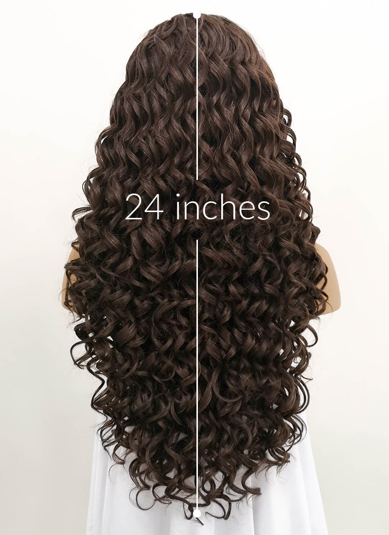 Brunette Spiral Curly Lace Front Synthetic Wig LFB169 - Wig Is Fashion