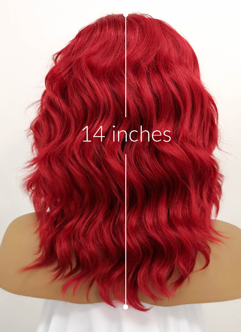 Red Wavy Lace Front Synthetic Wig LFB408 - Wig Is Fashion