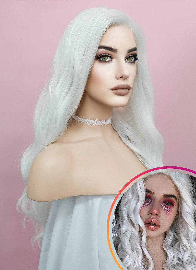 Wavy White Lace Front Synthetic Wig LF388