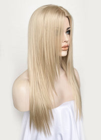 Ash Blonde Straight Hush Layered Cut Lace Front Synthetic Wig LFK5536A