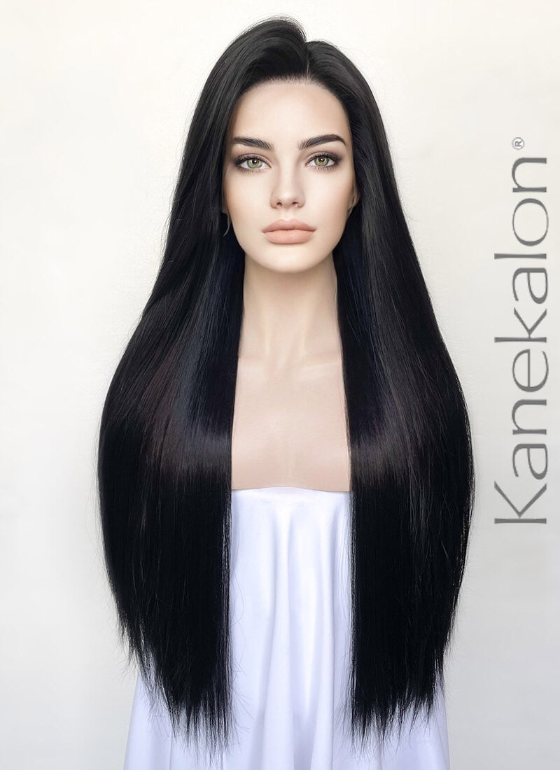 Black Straight 13" x 6" Lace Top Kanekalon Synthetic Hair Wig LFK5545