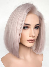 Pastel Pale Plum Straight Bob Lace Front Synthetic Wig LFK5552