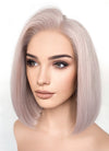 Pastel Pale Plum Straight Bob Lace Front Synthetic Wig LFK5552